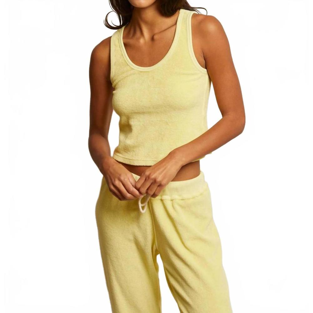 perfectwhitetee Yellow Ribbed Tank Top Loop Terry. Size XS